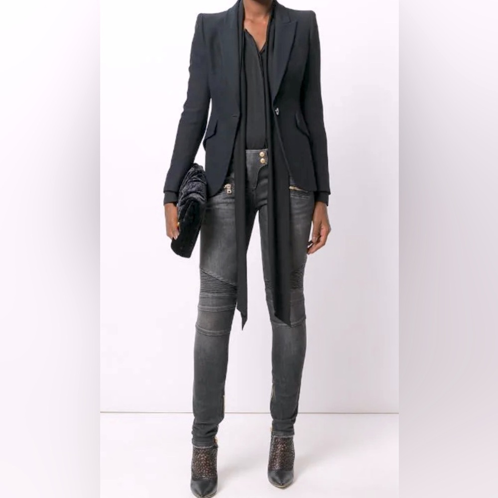 Balmain 7 Pockets Black Moto Jeans